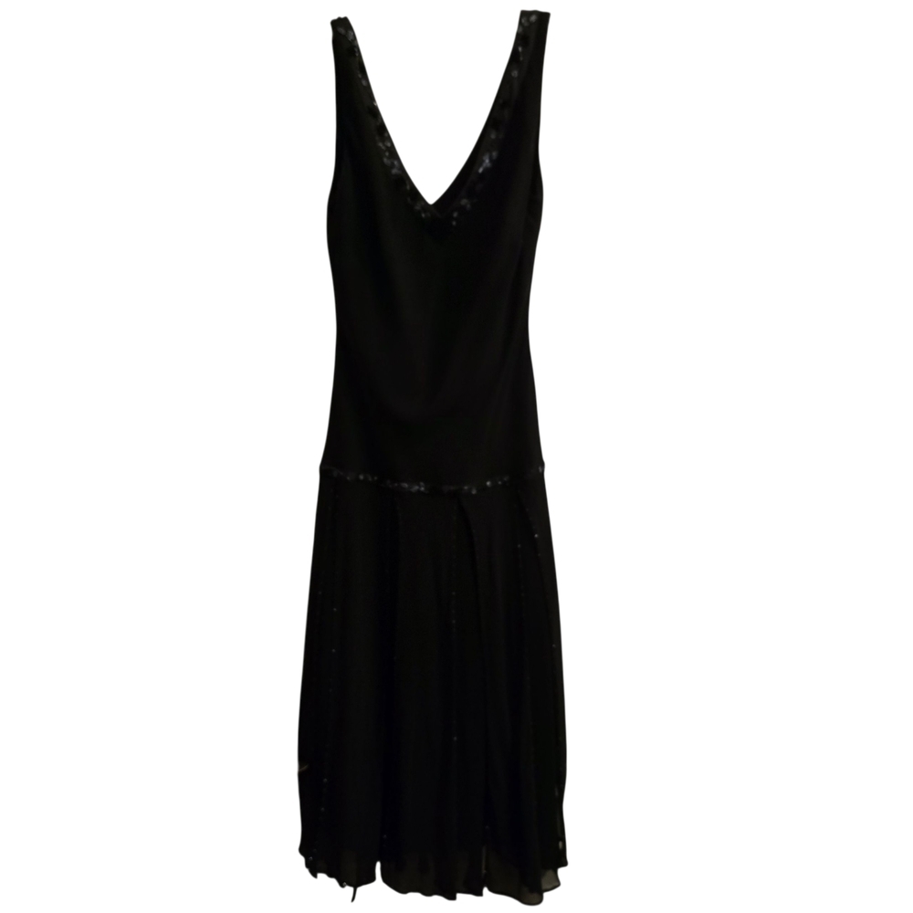 Nina Austin Elegant Black Flapper Gatsby Style Sequin Dress